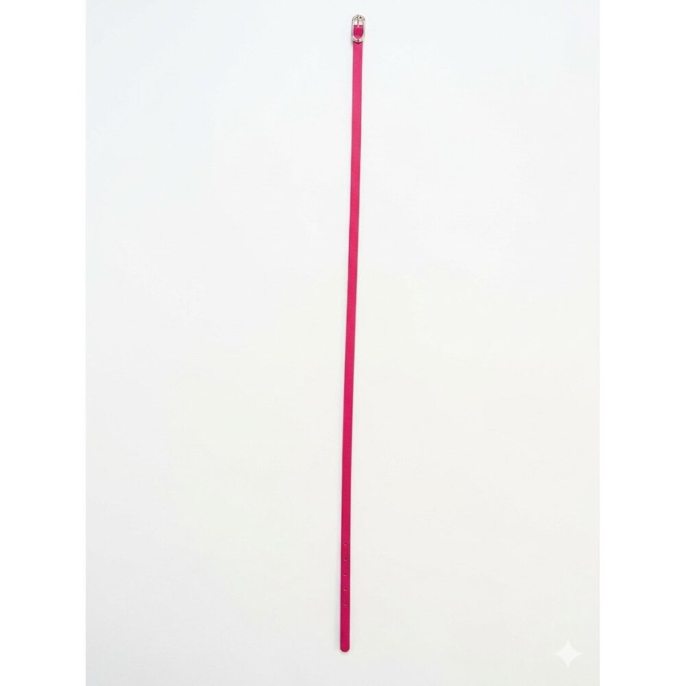 Belt Womens One Size Pink Faux Leather Skinny Fashion Silver Buckle Waist